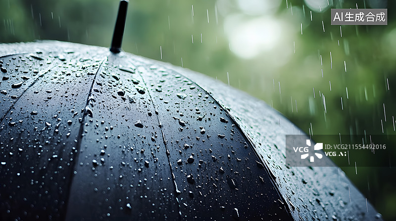 【AI数字艺术】雨天的街头打雨伞图片素材