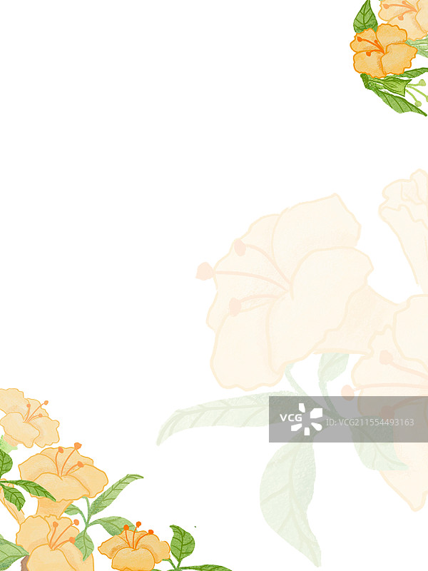 扁平肌理黄色风铃花插画图片素材