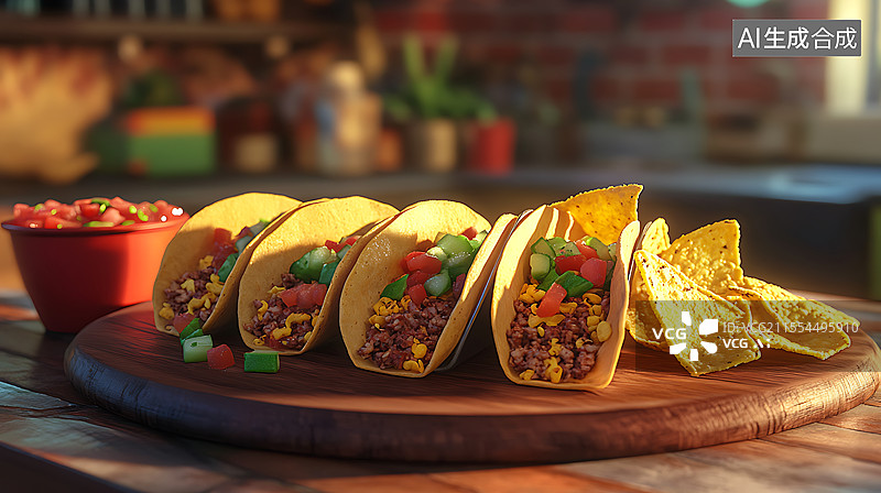 【AI数字艺术】餐厅餐桌上的汉堡和薯条特写镜头图片素材
