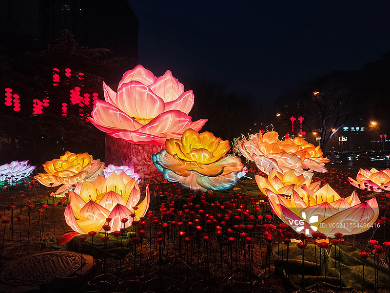 2025北京东单路口荷花花灯图片素材