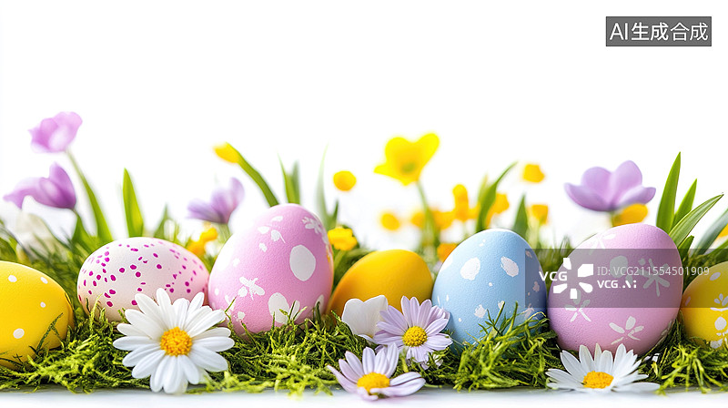 【AI数字艺术】复活节彩蛋和花朵图片素材