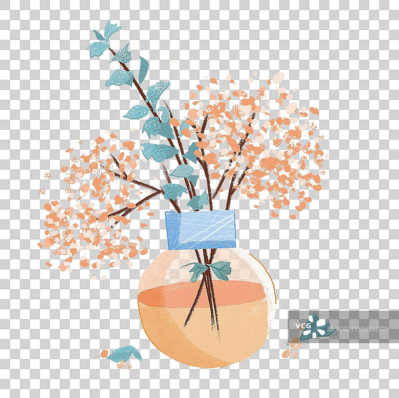 扁平肌理繁天星干花插花插画元素图片素材