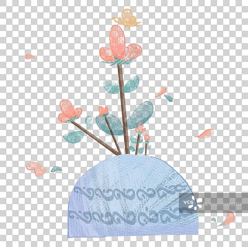 扁平肌理小盆栽插画元素图片素材