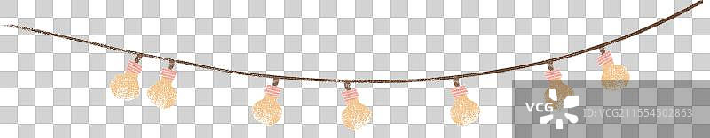 扁平肌理小灯泡挂饰插画元素图片素材