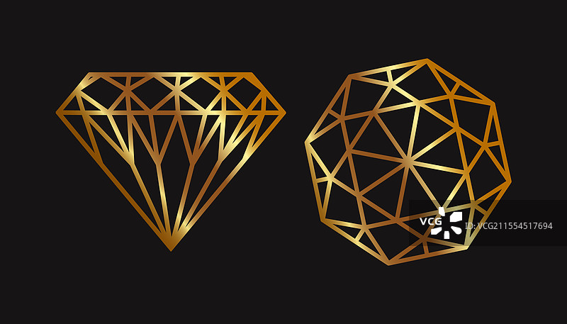 钻石镶嵌金色轮廓的标志设计图片素材