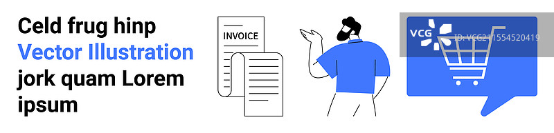 现代电子商务与账单概念及发票图片素材