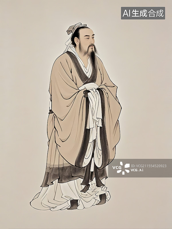 【AI数字艺术】中国古代人物绘画图像春秋战国时期的墨子图片素材