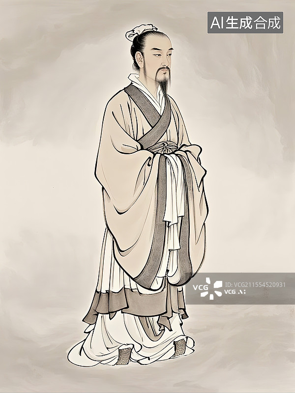 【AI数字艺术】中国古代人物绘画图像春秋战国时期的墨子图片素材