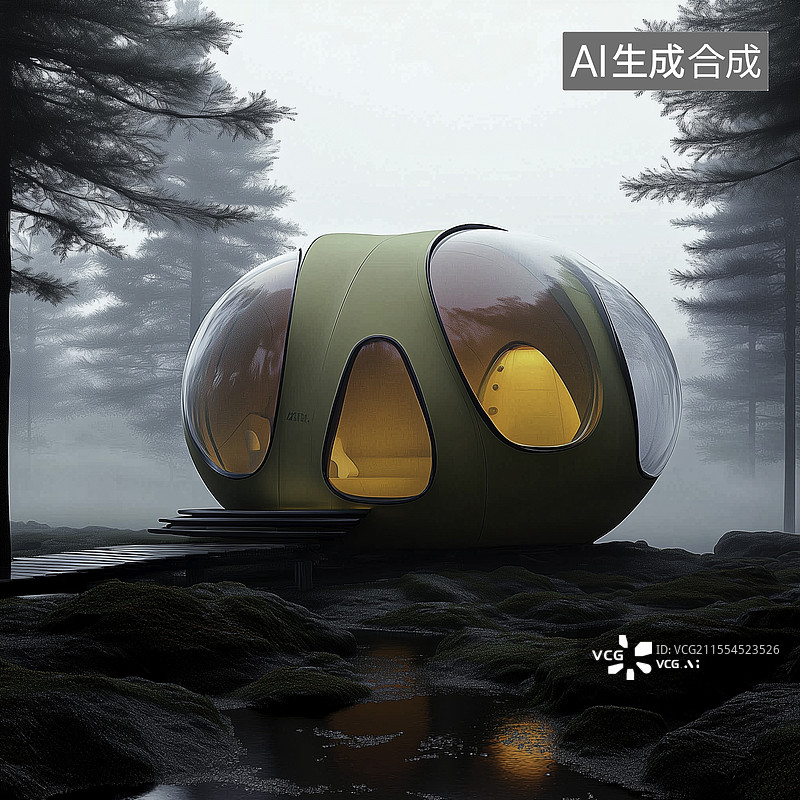 【AI数字艺术】产品设计未来户外野营帐篷图片素材