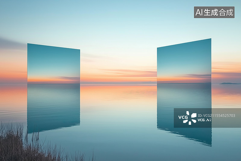 【AI数字艺术】海洋上的镜子图片素材