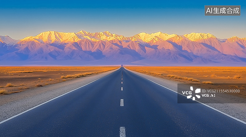 【AI数字艺术】通往雪山之路图片素材