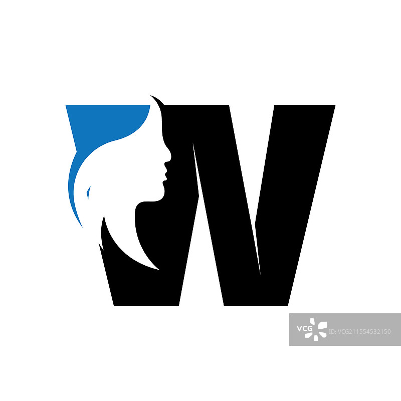 字母W美丽女性面孔标志设计图片素材