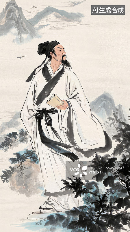 【AI数字艺术】中国古代名人画像徐霞客图片素材