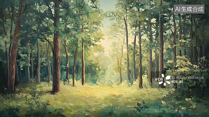 【AI数字艺术】静谧的森林抽象背景图图片素材
