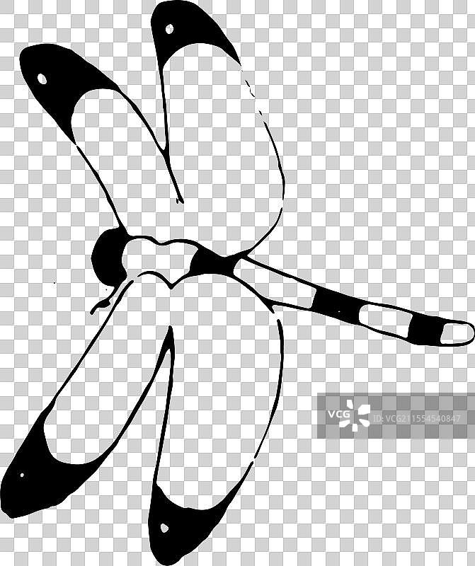 黑白 简笔画 装饰 动物 元素 昆虫 惊蛰 蜻蜓图片素材