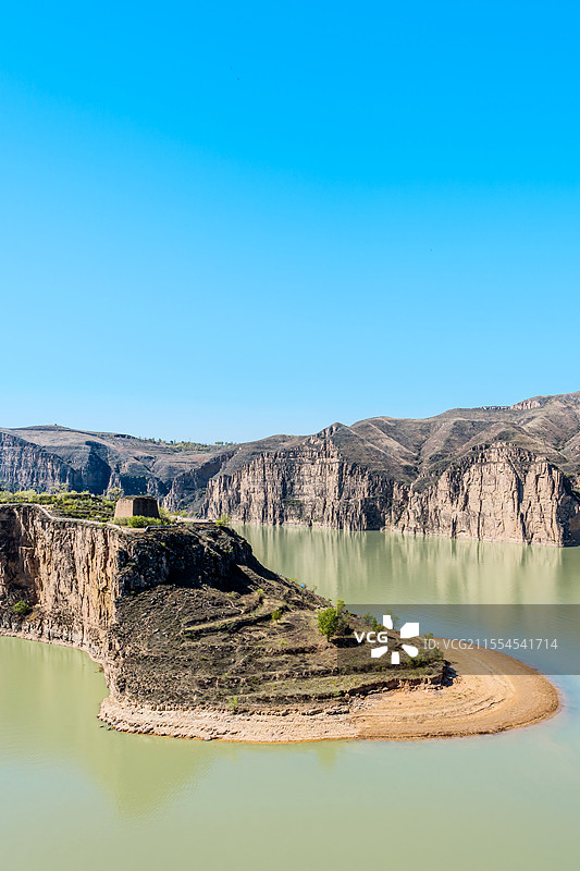 中国山西忻州偏关县老牛湾黄河大峡谷和长城遗址风光图片素材