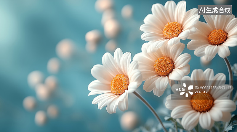 【AI数字艺术】白色雏菊的特写镜头图片素材