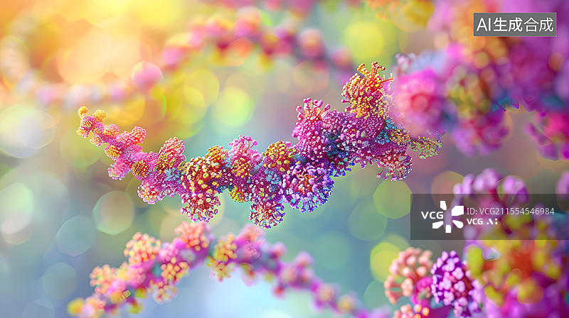 【AI数字艺术】微观世界观察分子结构图片素材