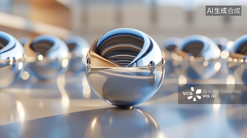 【AI数字艺术】金属球背景图片素材