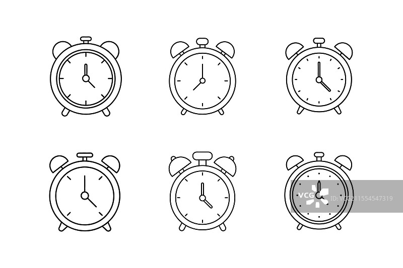 闹钟图标线条艺术图片素材