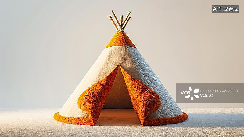 【AI数字艺术】毛毡风格 帐篷  创意印第安帐篷玩具图片素材