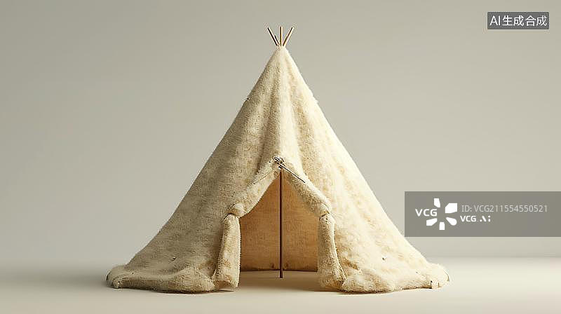 【AI数字艺术】毛毡风格 帐篷  创意印第安帐篷玩具图片素材