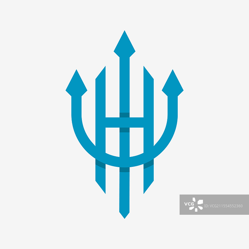 字母“H”初始字母三叉戟波塞冬标志设计图片素材