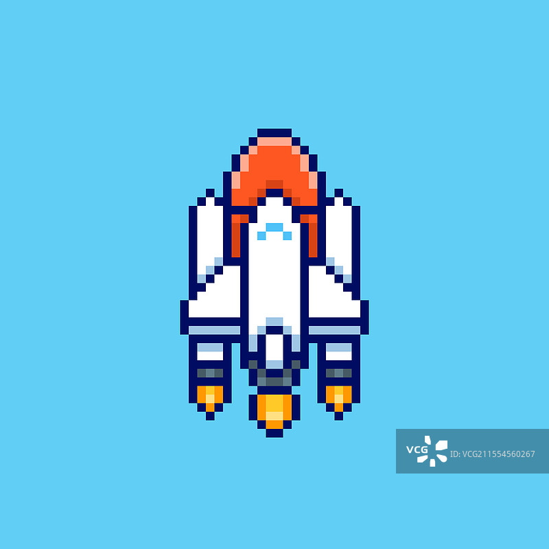 像素艺术太空火箭游戏资产设计图片素材