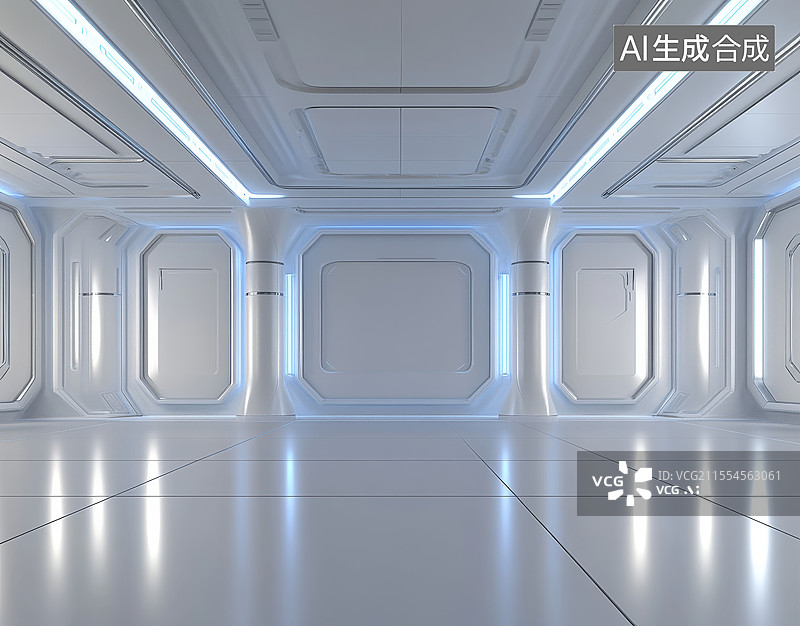 【AI数字艺术】白色科幻空间图片素材