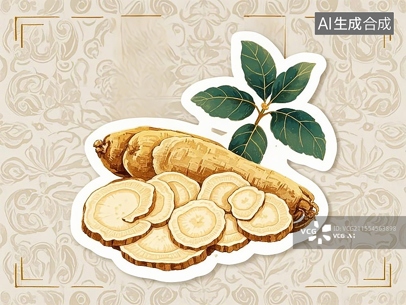 【AI数字艺术】中药材西洋参片图片素材