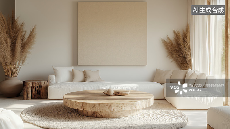 【AI数字艺术】极简主义风格客厅设计图片素材