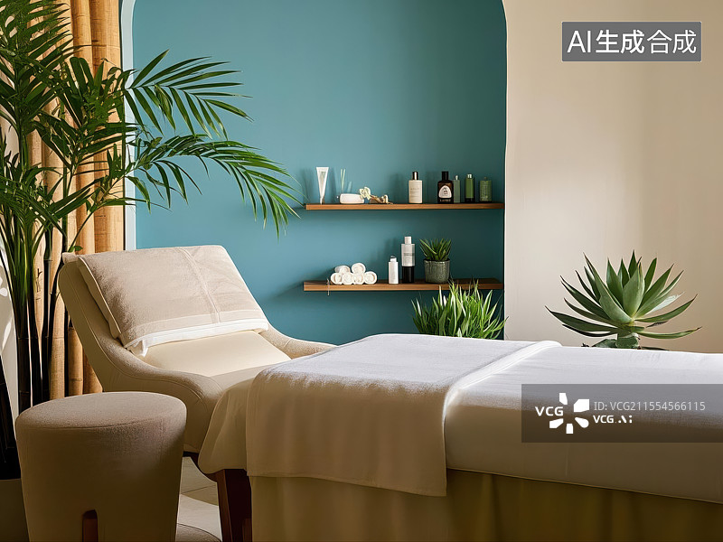 【AI数字艺术】静谧的木质风格按摩理疗室图片素材