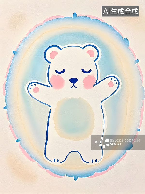 【AI数字艺术】彩虹熊宝宝睡梦图片素材