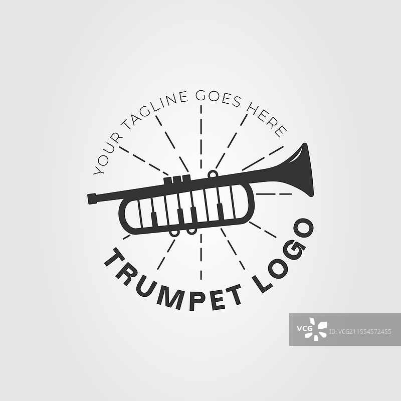复古小号与钢琴的音乐标志设计图片素材