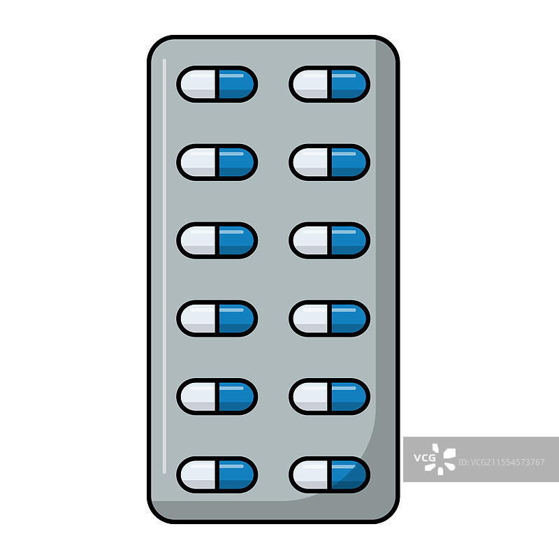 药品泡罩包装平面图标图片素材