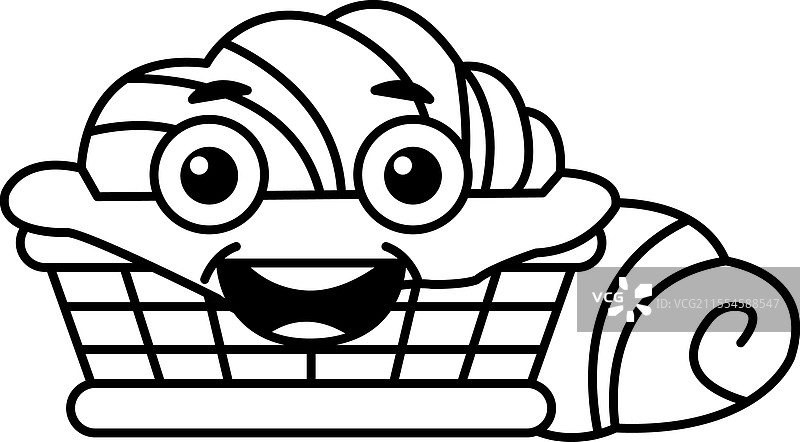 微笑的可颂面包卡通角色图片素材