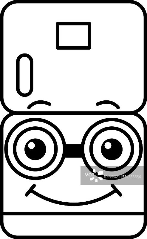 一个带有微笑脸庞的卡通冰箱图片素材