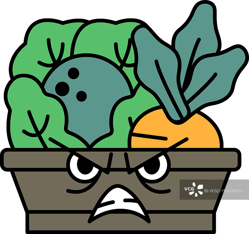 一个有表情的蔬菜碗卡通图图片素材