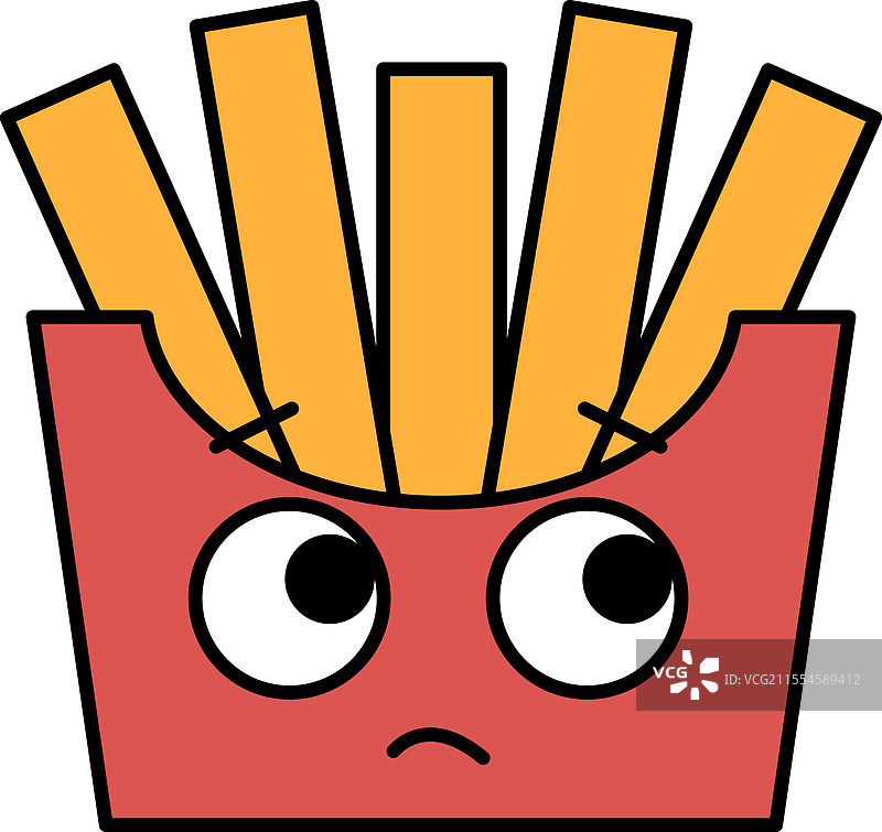 一个带有悲伤表情的薯条卡通形象图片素材