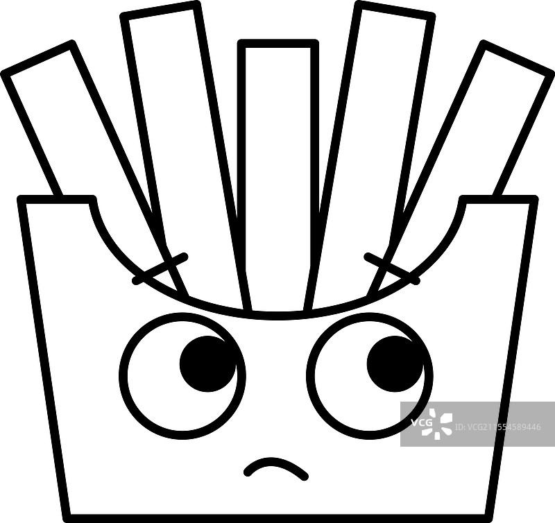 一个带有悲伤表情的薯条卡通形象图片素材