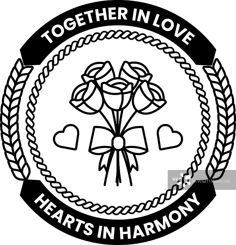 一个中间有丝带和玫瑰的圆圈图片素材