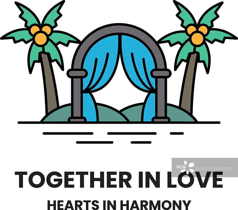 一个有棕榈树和拱门的热带岛屿图片素材