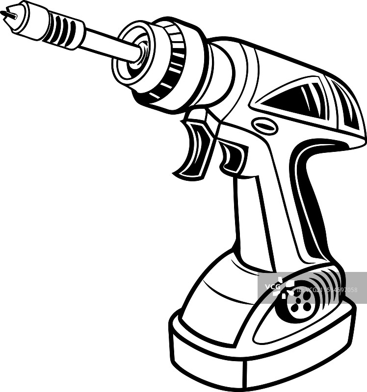 无绳电钻线条图 - 现代电动钻机图片素材