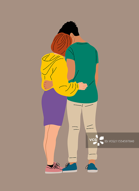 年轻情侣，男士和女士站在一起图片素材