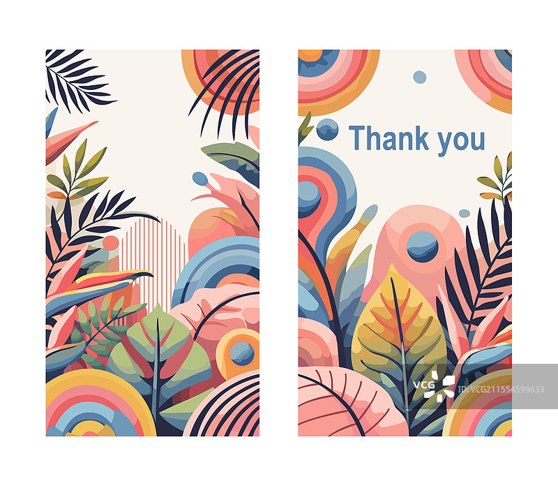 明亮的明信片花卉背景与热带元素图片素材