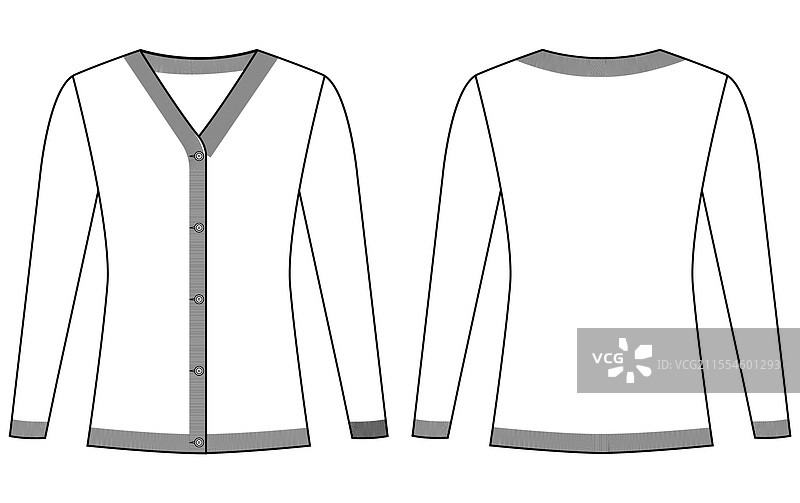 女性V领开衫设计图片素材