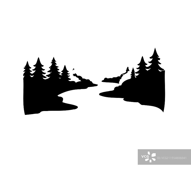 森林景观轮廓艺术中的河流图片素材