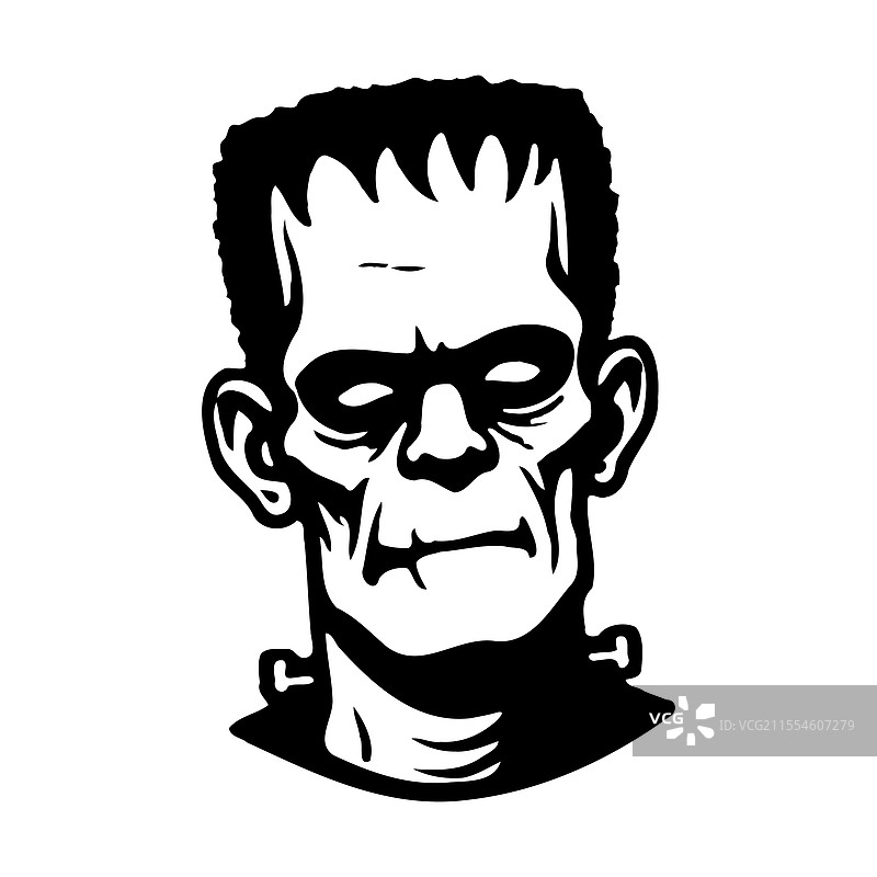 黑白色的弗兰肯斯坦怪物图片素材