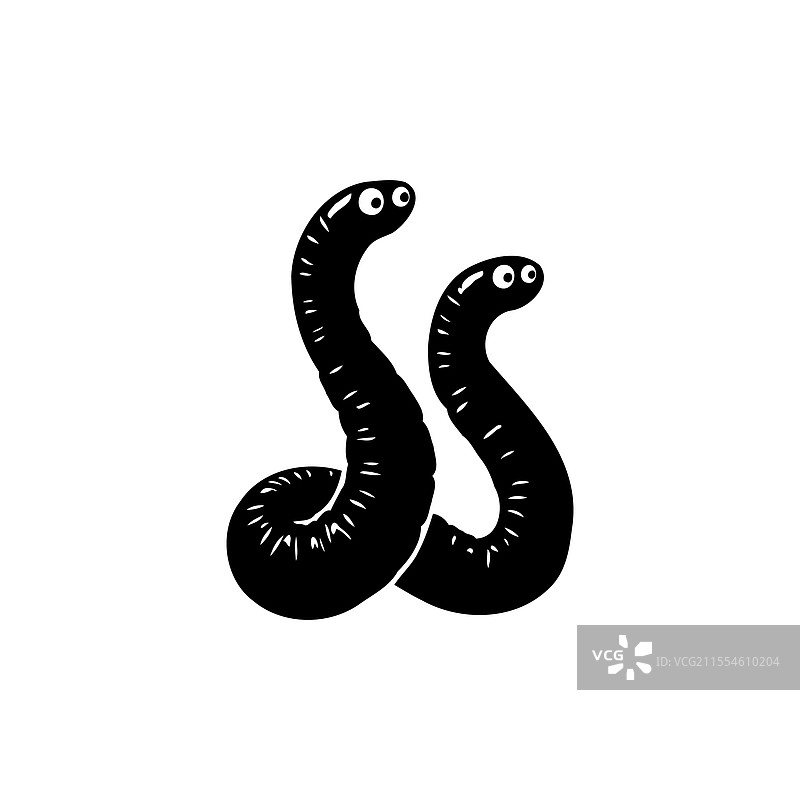两只黑色卡通虫子在白色背景上图片素材