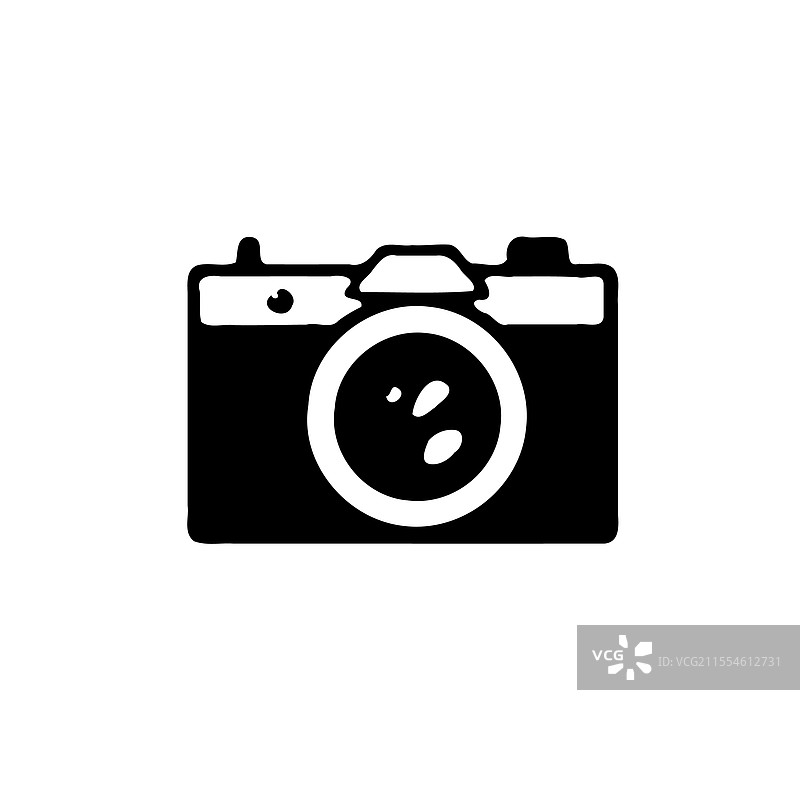 黑色相机图标，背景为白色图片素材